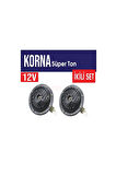 Araç Korna 12v Super Tone 130mm Siyah 2 Adet