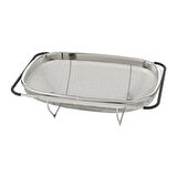 IKEA Paslanmaz Çeli̇k Metal Köşeli̇ Di̇kdörtgen Süzgeç 34 x 23 cm