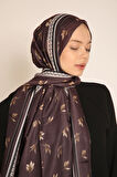 Günlük ve Özel Kombinler İçin Kahverengi Soft Şal | Yaprak Desenli Şık Model
