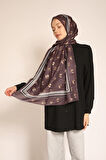 Günlük ve Özel Kombinler İçin Kahverengi Soft Şal | Yaprak Desenli Şık Model