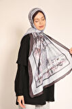 Gri ve Kahverengi Desenli Soft Şal | Soft Tonlarda Modern Desen