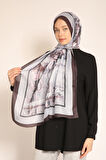 Gri ve Kahverengi Desenli Soft Şal | Soft Tonlarda Modern Desen