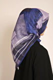 Mor ve Lacivert Tonlarında Geometrik Desenli Eşarp | Modern ve Zarif Dokunuş
