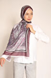 Bordo ve Lila Tonlarında Etnik Desenli Soft Kumaş Şal – Şıklığıyla Göz Alıcı