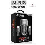 ARAÇ İÇİ METAL BAŞLIKLI ÇİFT ŞARJ GİRİŞLİ İPHONE + TYPE-C 45W HIZLI ŞARJ ALETİ
