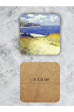 Claude Monet Temalı Ahşap Bardak Altlığı Ahşap Baskılı Altlık 6'lı Set (9 X9CM)