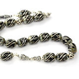 Oltu Taşı ve Galalith Çift Çeşmi Bülbül İşleme Kapsül Kesim Zaza Tespih