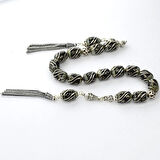 Oltu Taşı ve Galalith Çift Çeşmi Bülbül İşleme Kapsül Kesim Zaza Tespih