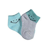 Smile 2'li Yaş Patik Çorap  Gri Mint
