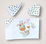 Love Zürafa Nakışlı %100 Cotton Antibakteriyel 10lu Zıbın Takımı Hastane Çıkışı Ekru