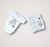 Love Zürafa Nakışlı %100 Cotton Antibakteriyel 10lu Zıbın Takımı Hastane Çıkışı Ekru