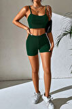 Kadın Yeşil Şortlu Kaşkorse Gecelik Takım