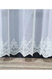 Lviv Etek Nakışlı Keten Modern Sade 2Kat Pileli Tül Perde