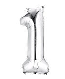 Brokoli Home 1 Numara Folyo Gümüş Folyo Balon 100cm 40inç Helyuma Uygun Parti Balonu Numaralar