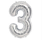 Brokoli Home 3 Numara Folyo Gümüş  Balon 100cm 40inç Helyuma Uygun Parti Balonu Numaralar