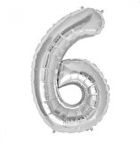 Brokoli Home 6 Numara Folyo Gümüş  Balon 100cm 40inç Helyuma Uygun Parti Balonu Numaralar