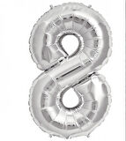 Brokoli Home 8 Numara Folyo Gümüş  Balon 100cm 40inç Helyuma Uygun Parti Balonu Numaralar