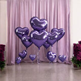 Brokoli Home 2 Adet Kalp Folyo Balon Mor Renk Uçan Balon 45 Cm 18 İnç