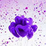 Brokoli Home 2 Adet Kalp Folyo Balon Mor Renk Uçan Balon 45 Cm 18 İnç
