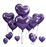 Brokoli Home 2 Adet Kalp Folyo Balon Mor Renk Uçan Balon 45 Cm 18 İnç