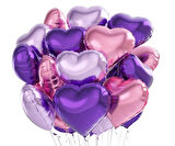 Brokoli Home 2 Adet Kalp Folyo Balon Mor Renk Uçan Balon 45 Cm 18 İnç