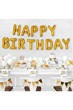Altın Happy Bırthday Folyo Balon Doğum Günü Partisi Gold Renk Folyo Balon