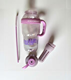 1300 ml Kulplu Suluk Matara Detox ve Soğuk İçecek Şişesi Pipetli Suluk Taşınabilir BPA içermez 