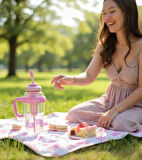 1300 ml Kulplu Suluk Matara Detox ve Soğuk İçecek Şişesi Pipetli Suluk Taşınabilir BPA içermez Mor