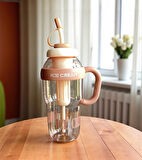 1300 ml Kulplu Suluk Matara Detox ve Soğuk İçecek Şişesi Pipetli Suluk Taşınabilir BPA içermez Kahve