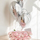 Brokoli Home 3 Ad Gümüş Kalp Folyo Balon 45 Cm 18 İnç