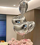 Brokoli Home 3 Ad Gümüş Kalp Folyo Balon 45 Cm 18 İnç