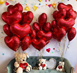 Brokoli Home 2 Adet Kalp Folyo Balon Kırmızı Uçan Balon 45 Cm 18 İnç