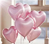 Brokoli Home 5 Adet Kalp Folyo Balon Pembe Uçan Balon 45 Cm 18 İnç Kalp Pembe Balon