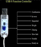 Ev Balkon ve Parti İçin 10 Metre Renkli Kumandalı Usb Peri Led 8 Modlu Animasyonlu Yılbaşı Süsü Işık