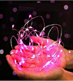 Ev Balkon Ve Parti İçin 10 Metre Pilli Pembe Renk Peri Led Yılbaşı Süsü Işık
