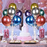 Brokoli Home LED Işıklı Süsleme Paketi -2 Adet 7 Li Balon Standı Renkli Peri Ledli -14 Adet Renkli Metalik Balon-2 Adet Peri LED Çok Renkli