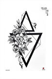 Üçgen Ve Gül Geçici Dövme Tattoo