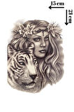 Geçici Kaplan Ve Kız Figürlü Dövme Tattoo