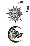 Geçici Ay Ve Güneş Figürlü Dövme Tatto