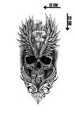 Geçici Kuru Kafa Figürlü Büyük Boy Dövme Tattoo