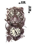 Geçici Kaplan Ve Saat Figürlü Dövme Tattoo