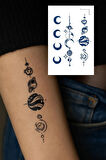 Gezegen Ve Ay Figürlü 12 Saat Sonra Kararan Geçici Dövme Tattoo