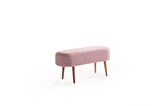 LUNA PELUŞ ÇOK AMAÇLI GÜRGEN AHŞAP AYAKLI POFİDİK OVAL PUF Pembe