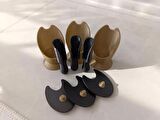 Bronz Siyah 3 Lü Set Kaşıklı Kapaklı Baharatlık - Baharatlık seti
