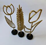 Dekoratif 3 LÜ Çiçekler (Bronz Siyah) Dekoratif Obje - Biblo - Dekor