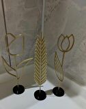 Dekoratif 3 LÜ Çiçekler (Bronz Siyah) Dekoratif Obje - Biblo - Dekor
