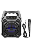 Karaoke Mikrofonlu Fm Radyolu Bluetooth Hoparlör Yüksek Ses Kaliteli