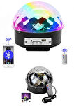 Küre Disko Topu Müzik Çalar Renkli Lazer Işıklı Bluetooth Disko Parti Işığı Kumandalı