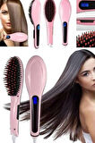 Elektrikli Saç Düzleştirici Tarak Saç Düzleştirici Fırça Sıkı Dişli Pembe