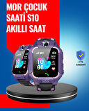 S10 Mor Akıllı Çocuk Saati Geçmiş Konum ve Acil Durum Uyarılı